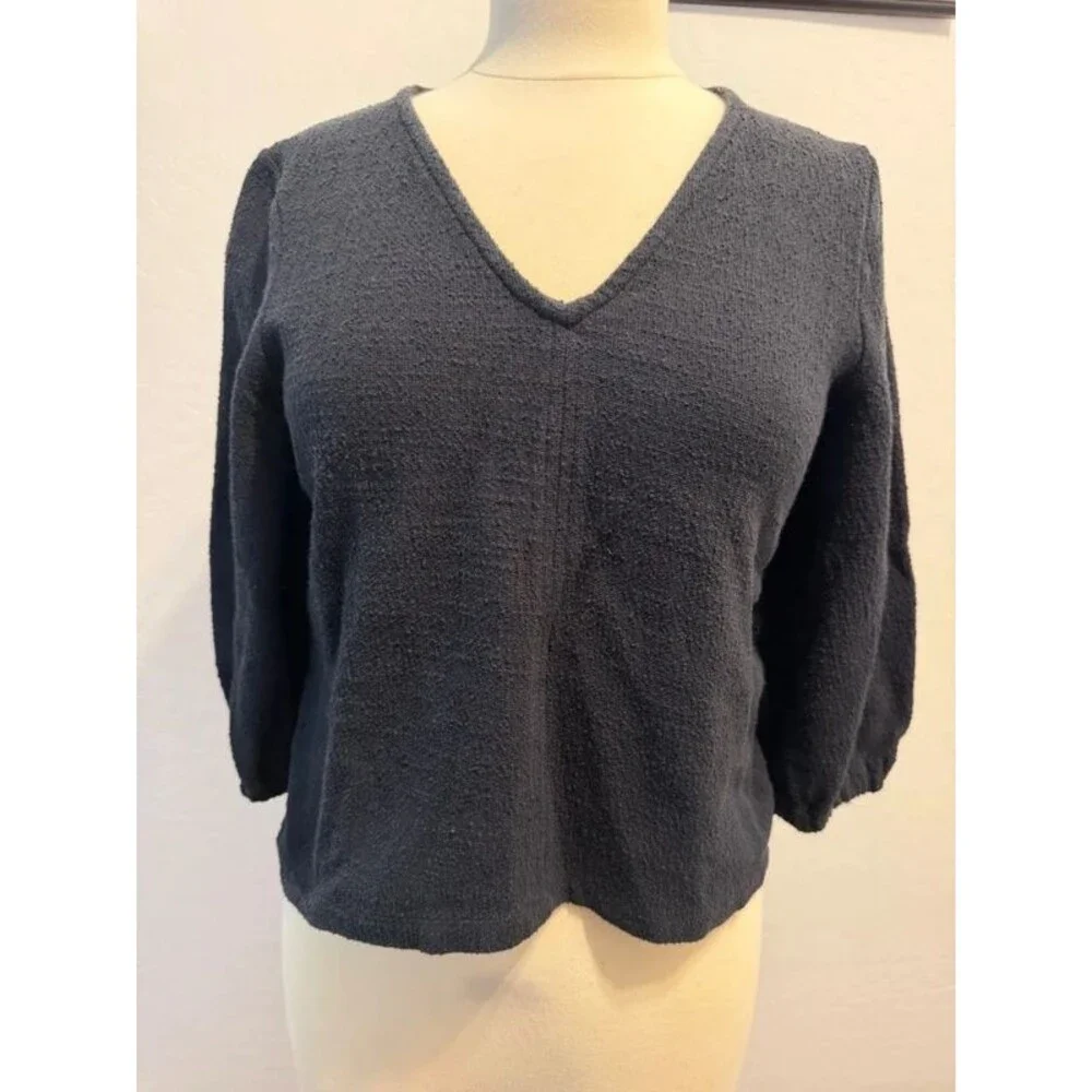 Madewell Texture & Thread V-Neck Balloon Sleeve Top – Small